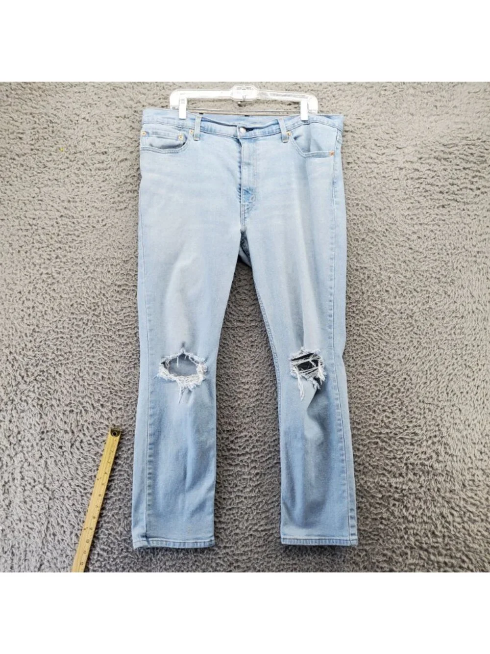 Levis Jeans Mens 38x30 Light Blue 511 Slim Fit Distressed Knees *Read*